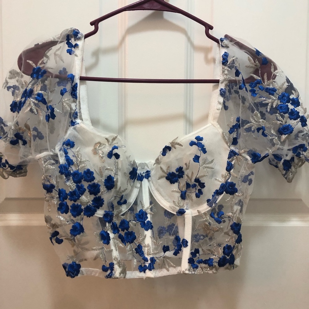 Floral embroidered  corset crop top
